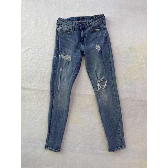 Guess Los Angeles Sexy Curvy Distressed Skinny raw hem ankle Size 27 Low Rise - Picture 2 of 15